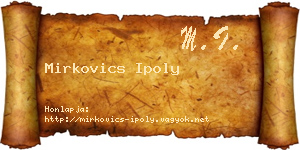 Mirkovics Ipoly névjegykártya